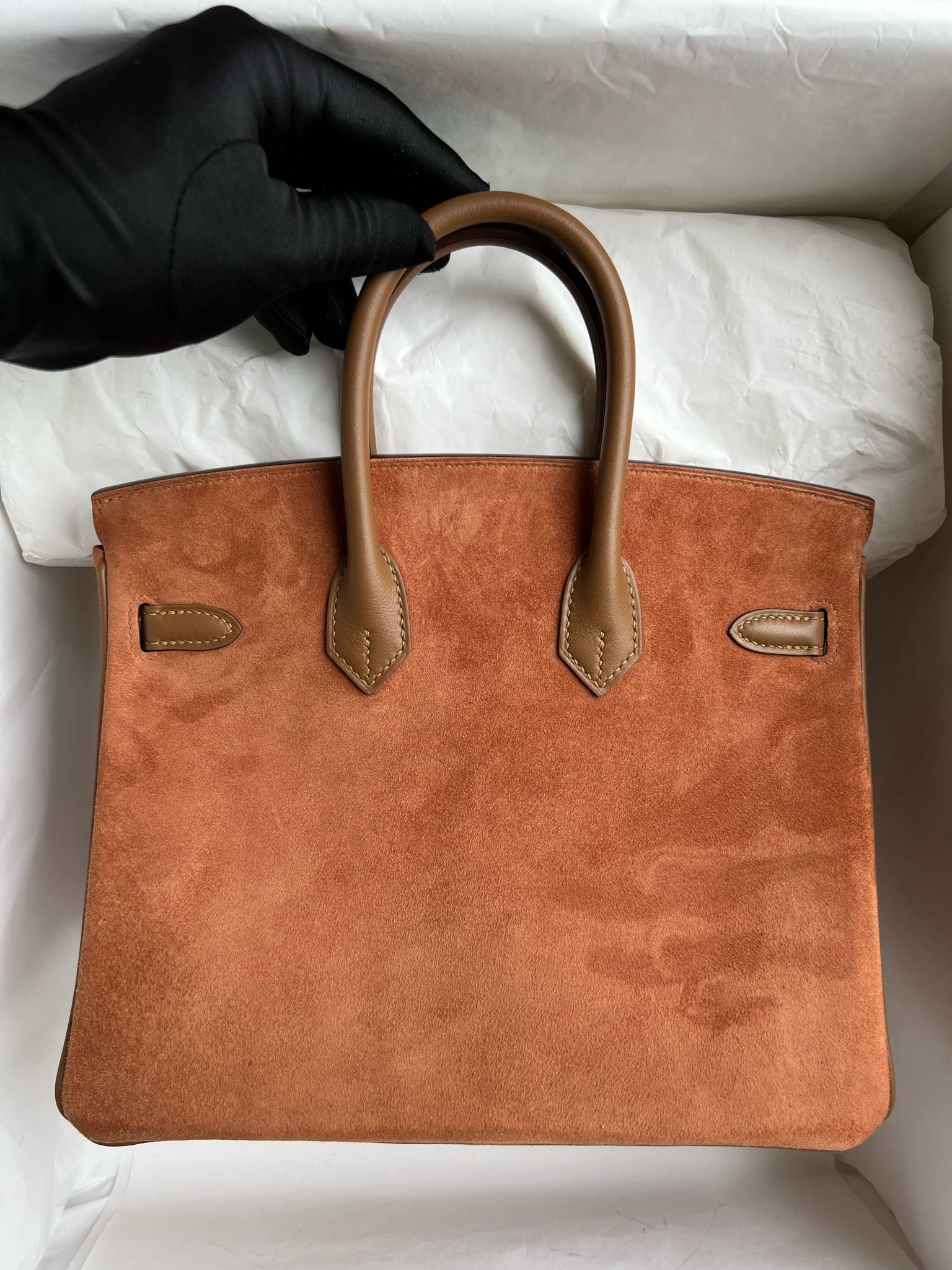 에르메스 버킨백25 브라운 금장 스웨이드